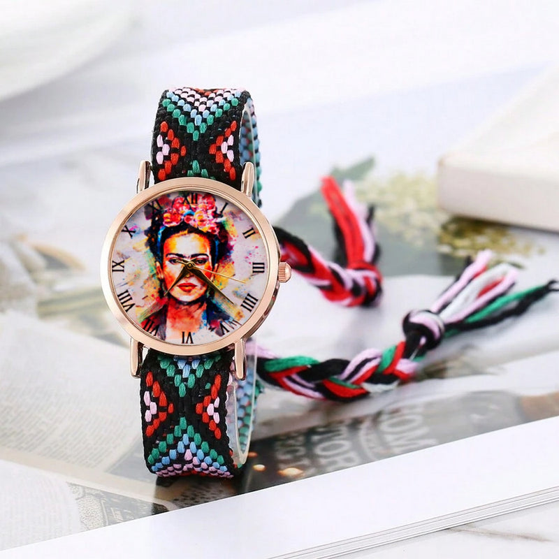 Reloj Frida Color Tejido Hilo Artesanal