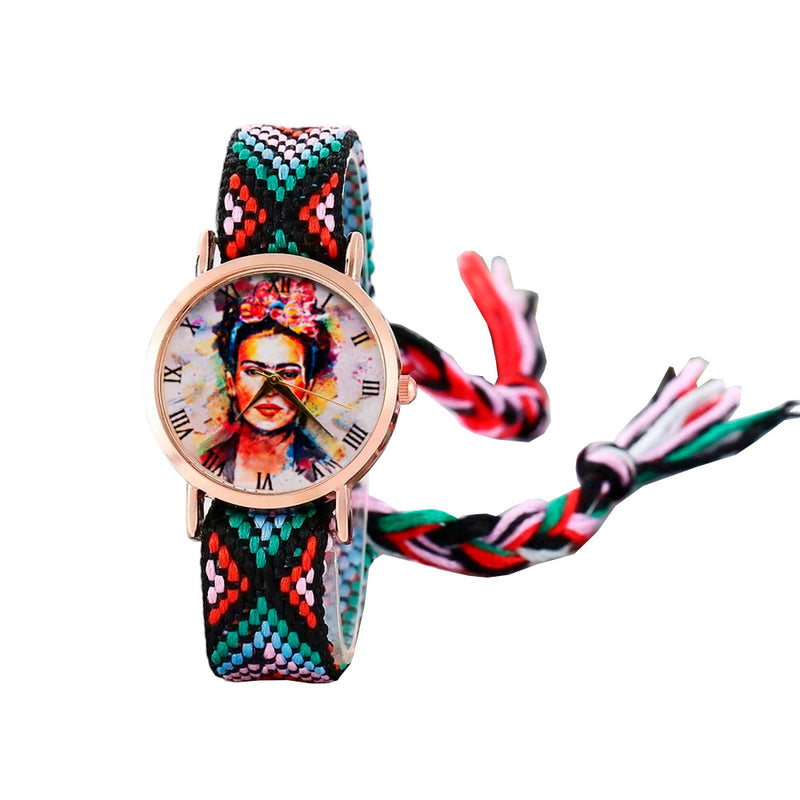 Reloj Frida Color Tejido Hilo Artesanal