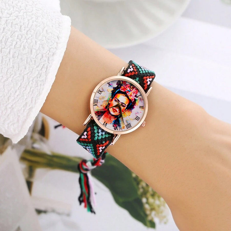 Reloj Frida Color Tejido Hilo Artesanal