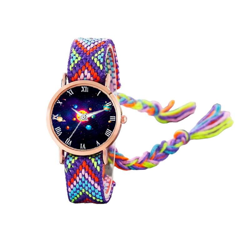 Reloj Luna Fase Lunar Dorado Tejido